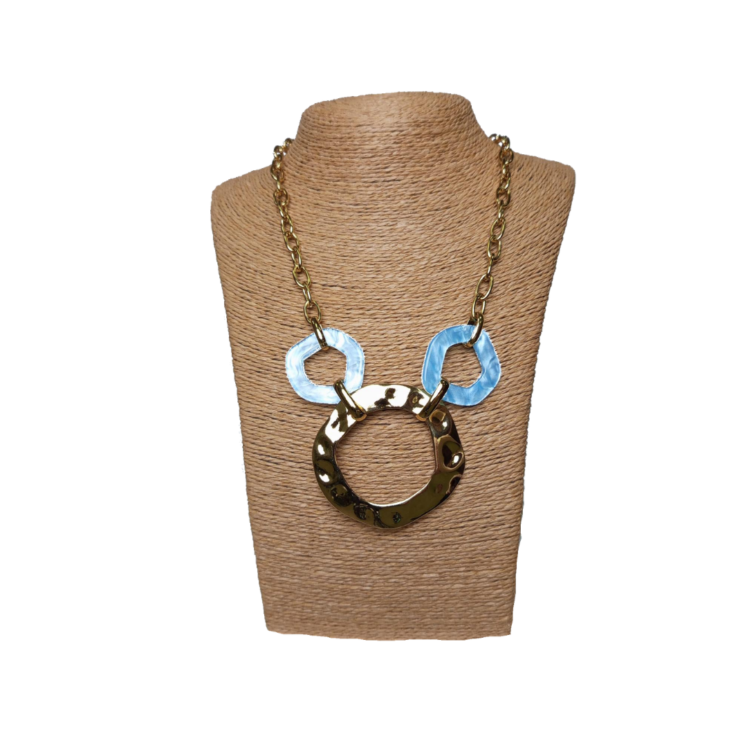 Ir a la página del producto COLLAR AROS CELESTES Y DORADO